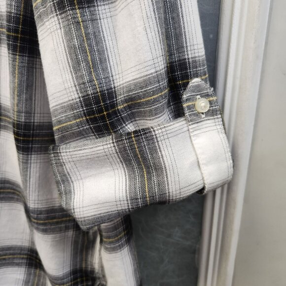 Tommy Hilfiger Women's XL Roll-Tab Sleeve 3/4 Button Plaid Pullover Top 2249 - Picture 4 of 10